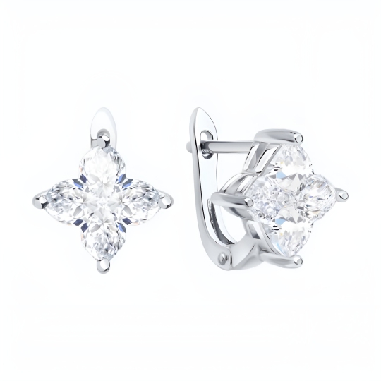 Серьги из серебра с фианитами