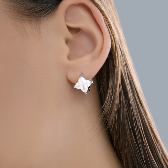 Серьги из серебра с фианитами