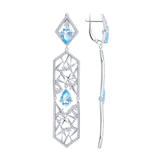 Серьги из серебра с фианитами