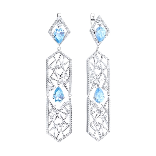 Серьги из серебра с фианитами