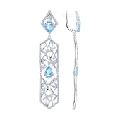 Серьги из серебра с фианитами