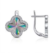 Серьги из серебра с алмазной гранью и фианитами