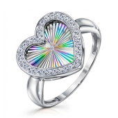 Кольцо из серебра с алмазной гранью и фианитами