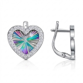 Серьги из серебра с алмазной гранью и фианитами