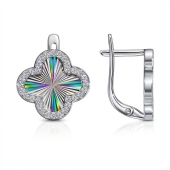 Серьги из серебра с алмазной гранью и фианитами