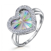 Кольцо из серебра с алмазной гранью и фианитами