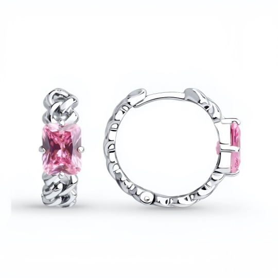 Серьги из серебра с фианитами