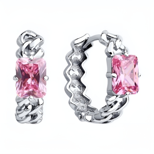 Серьги из серебра с фианитами