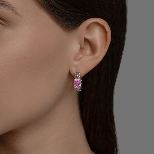 Серьги из серебра с фианитами