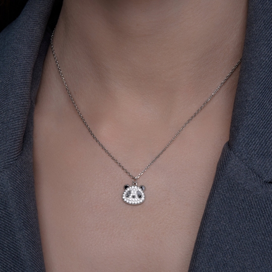 Колье из серебра с фианитами и эмалью