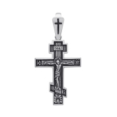 Подвеска-крест из серебра с чернением