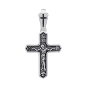Подвеска-крест из серебра с чернением
