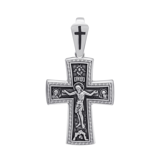 Подвеска-крест из серебра с чернением