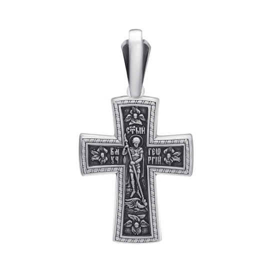Подвеска-крест из серебра с чернением