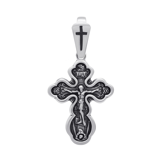 Подвеска-крест из серебра с чернением