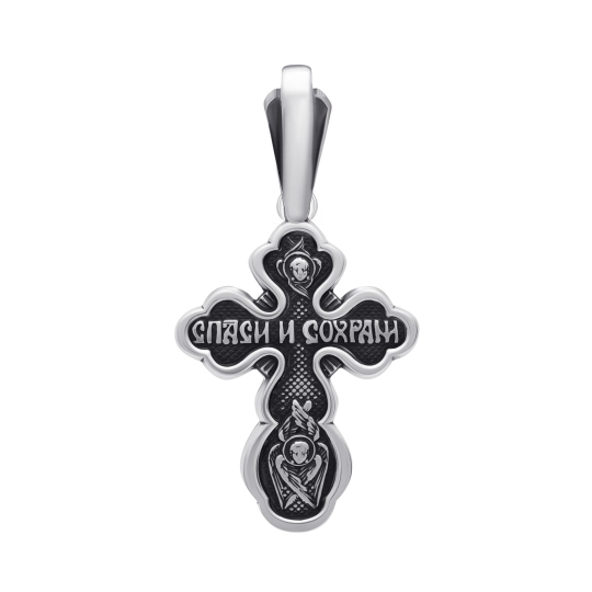Подвеска-крест из серебра с чернением