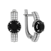 Серьги из серебра с кварцами и фианитами