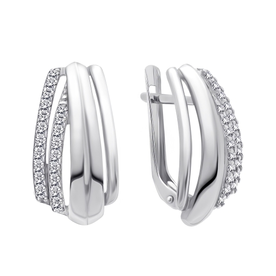 Серьги из серебра с фианитами