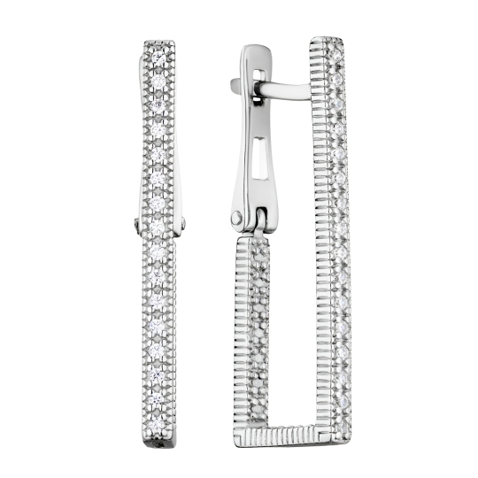 Серьги из серебра с фианитами