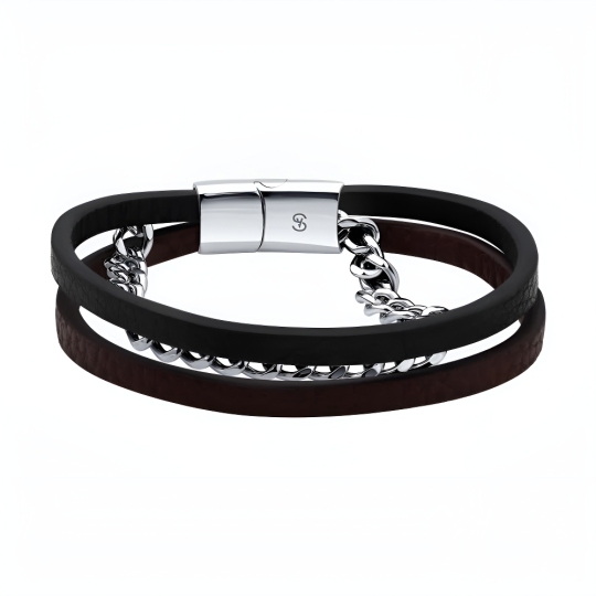 Браслет из кожи со стальными вставками