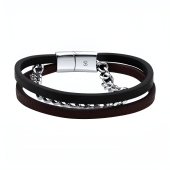 Браслет из кожи со стальными вставками
