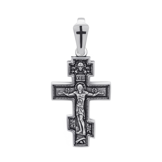 Подвеска-крест из серебра с чернением