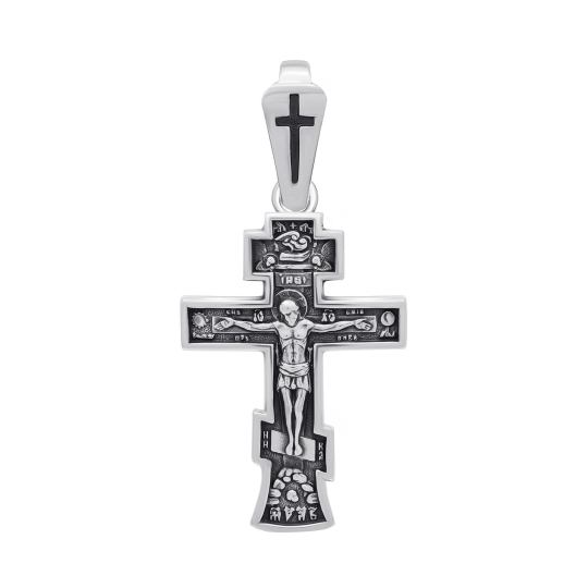 Подвеска-крест из серебра с чернением