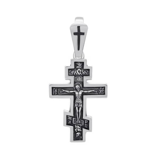 Подвеска-крест из серебра с чернением