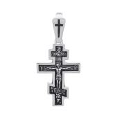 Подвеска-крест из серебра с чернением