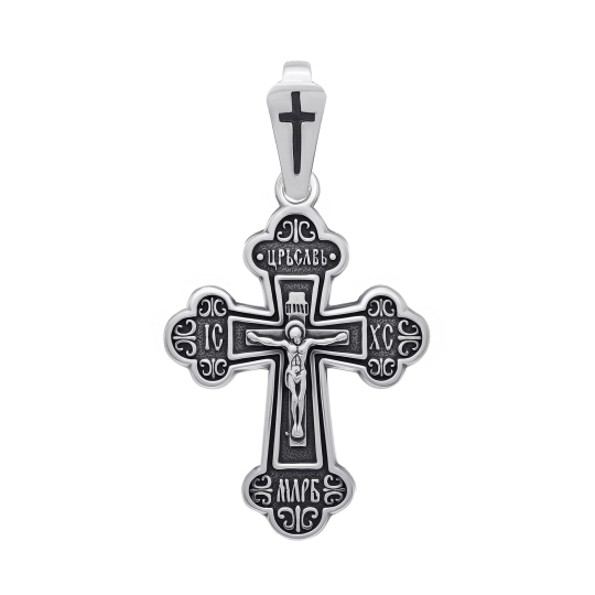 Подвеска-крест из серебра с чернением
