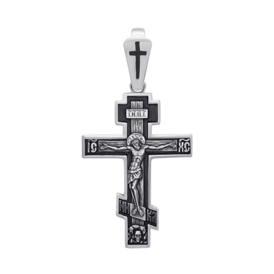 Подвеска-крест из серебра с чернением