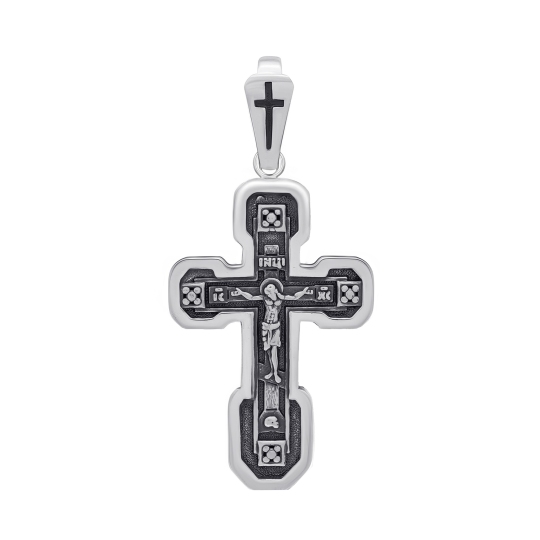 Подвеска-крест из серебра с чернением