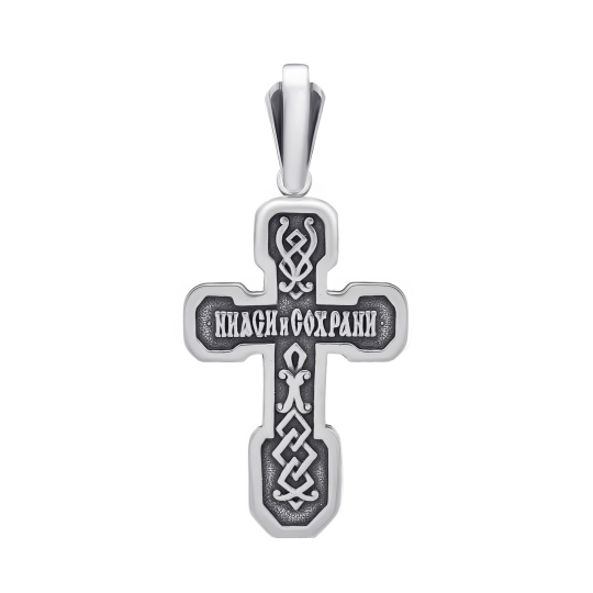 Подвеска-крест из серебра с чернением