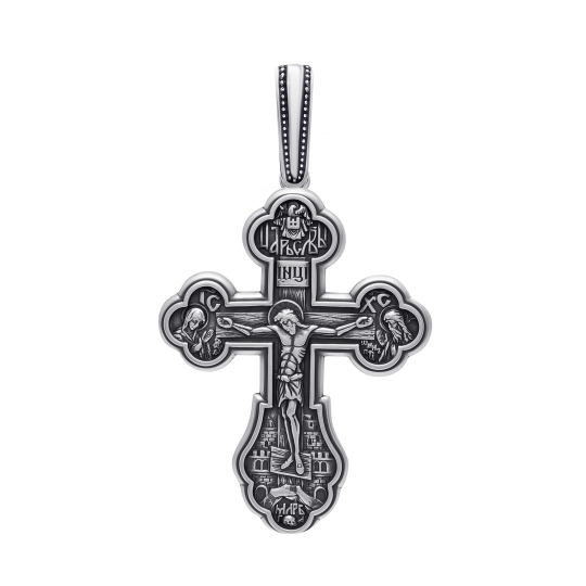 Подвеска-крест из серебра с чернением