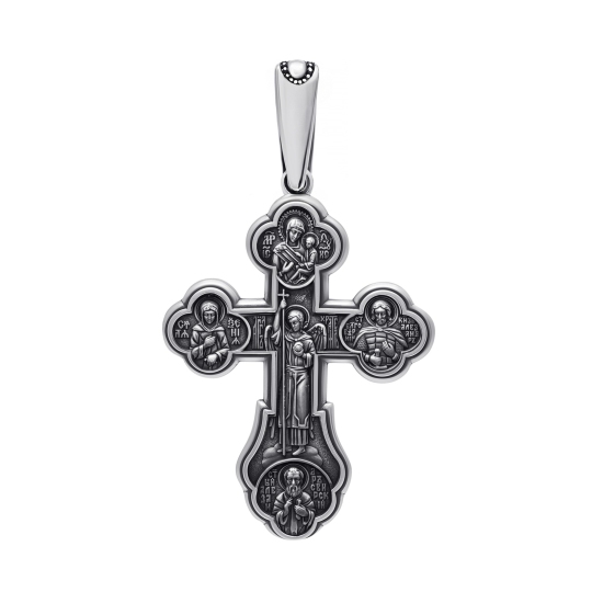 Подвеска-крест из серебра с чернением