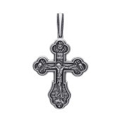 Подвеска-крест из серебра с чернением