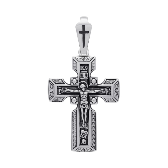 Подвеска-крест из серебра с чернением