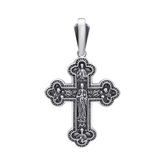 Подвеска-крест из серебра с чернением