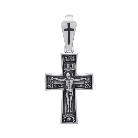 Подвеска-крест из серебра с чернением