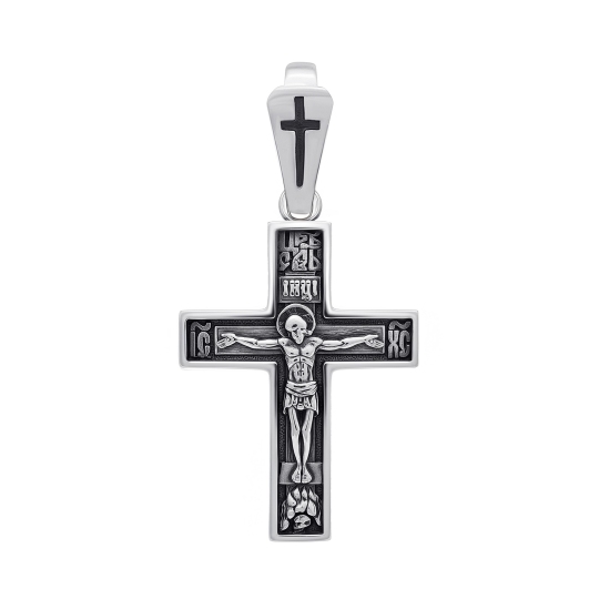 Подвеска-крест из серебра с чернением