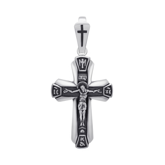 Подвеска-крест из серебра с чернением