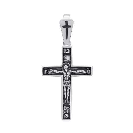 Подвеска-крест из серебра с чернением