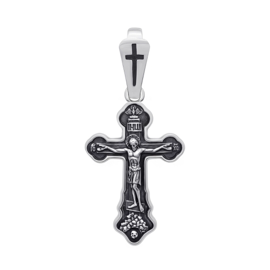 Подвеска-крест из серебра с чернением