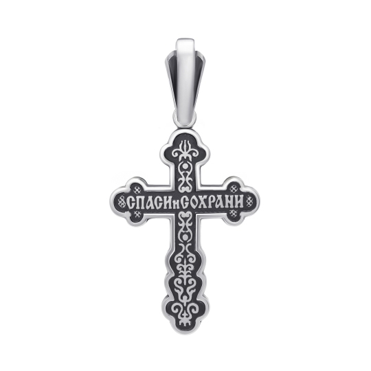 Подвеска-крест из серебра с чернением