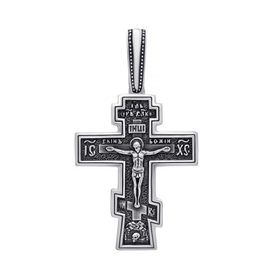 Подвеска-крест из серебра с чернением