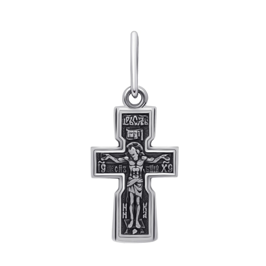 Подвеска-крест из серебра с чернением