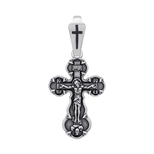 Подвеска-крест из серебра с чернением
