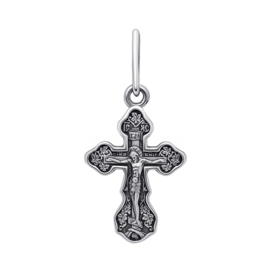 Подвеска-крест из серебра с чернением