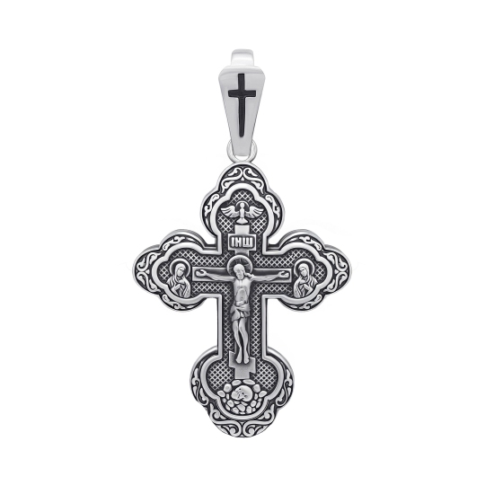 Подвеска-крест из серебра с чернением