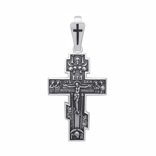 Подвеска-крест из серебра с чернением